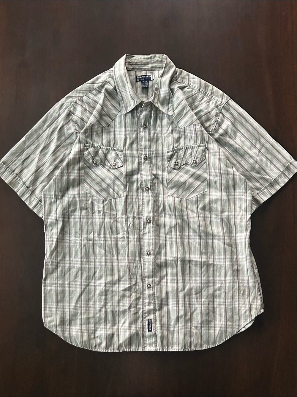 VTG 90’s Guess Green Plaid Western Style Button Up Shirt Size XL